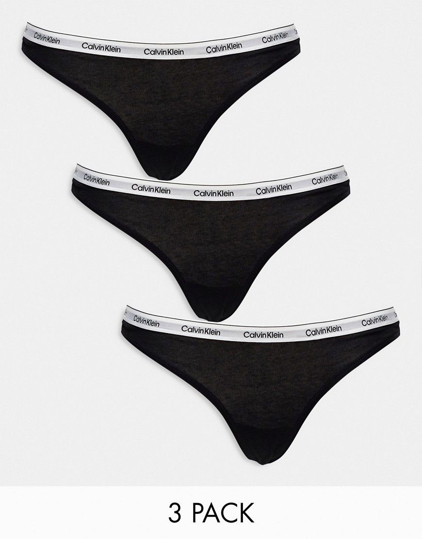 Confezione da 3 perizomi neri con logo - Calvin Klein - Modalova