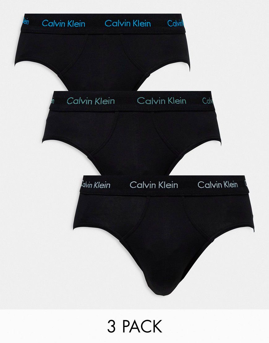 Cotton Stretch - Confezione da 3 slip neri con logo colorato - Calvin Klein - Modalova