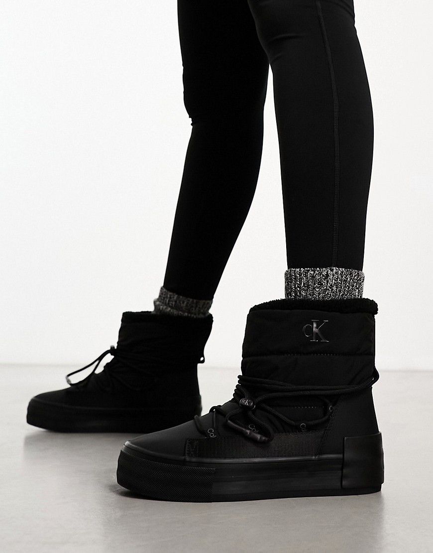 Scarponcini da neve neri con suola flatform vulcanizzata - Calvin Klein Jeans - Modalova