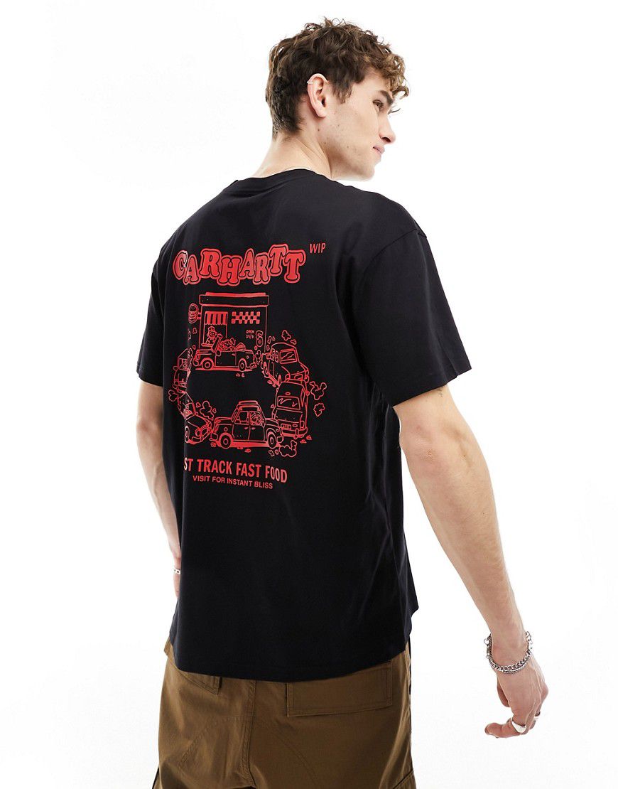 T-shirt nera con stampa "Fast Food" sul retro - Carhartt WIP - Modalova