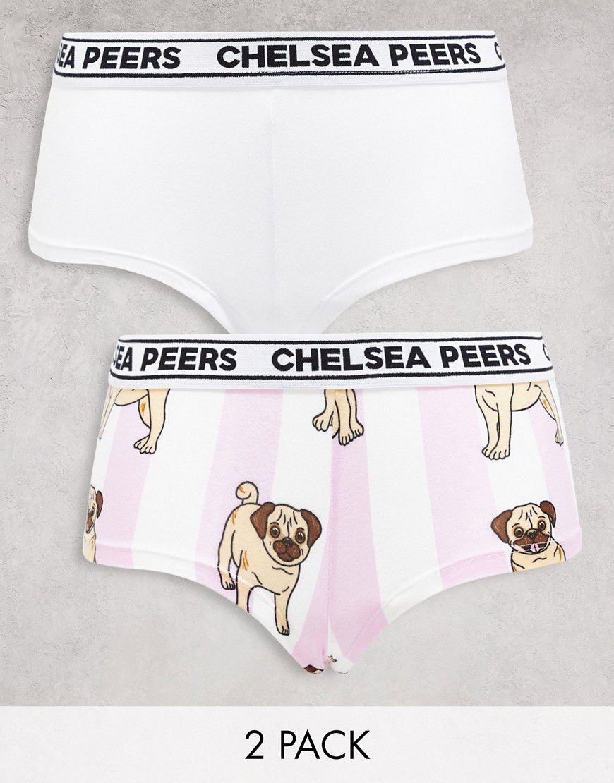 Confezione da 2 boxer lilla e bianchi a righe con carlini - Chelsea Peers - Modalova
