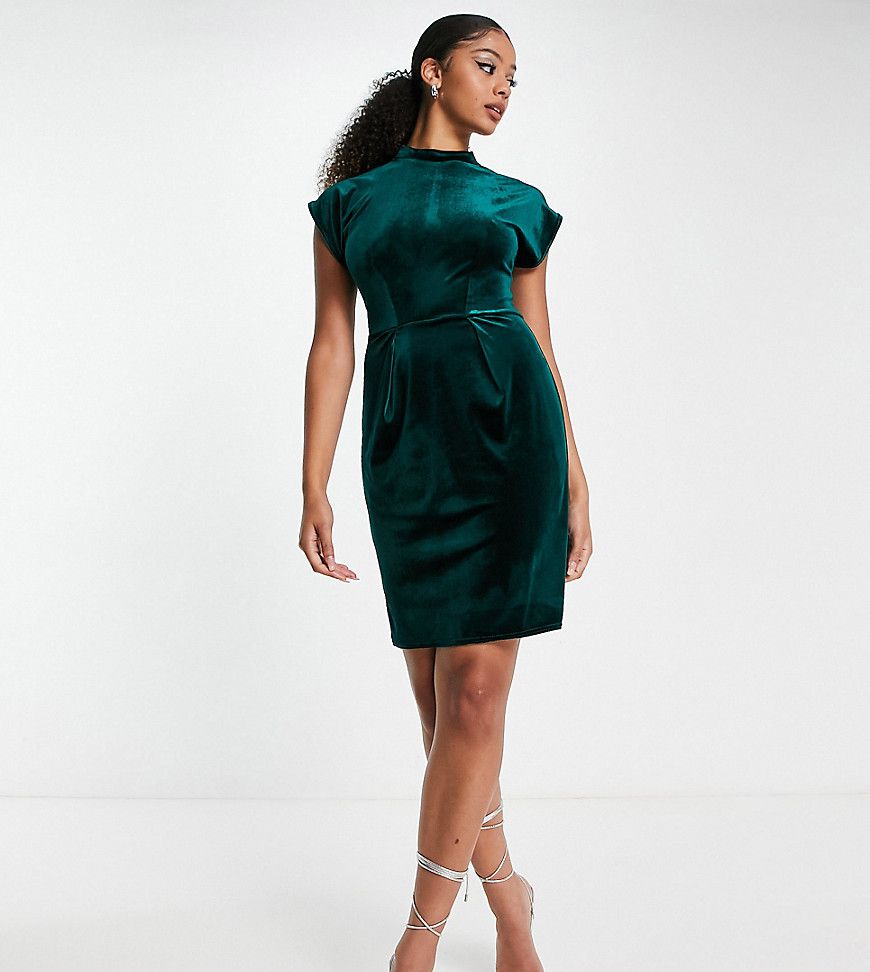 Vestito corto in velluto color smeraldo - Closet London Tall - Modalova