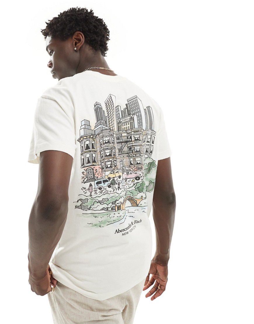 T-shirt comoda bianca con stampa New York City sul retro - Abercrombie & Fitch - Modalova