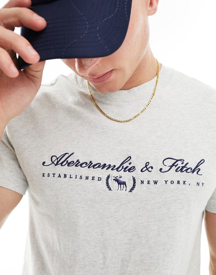 T-shirt comoda mélange con scritta del logo - Abercrombie & Fitch - Modalova
