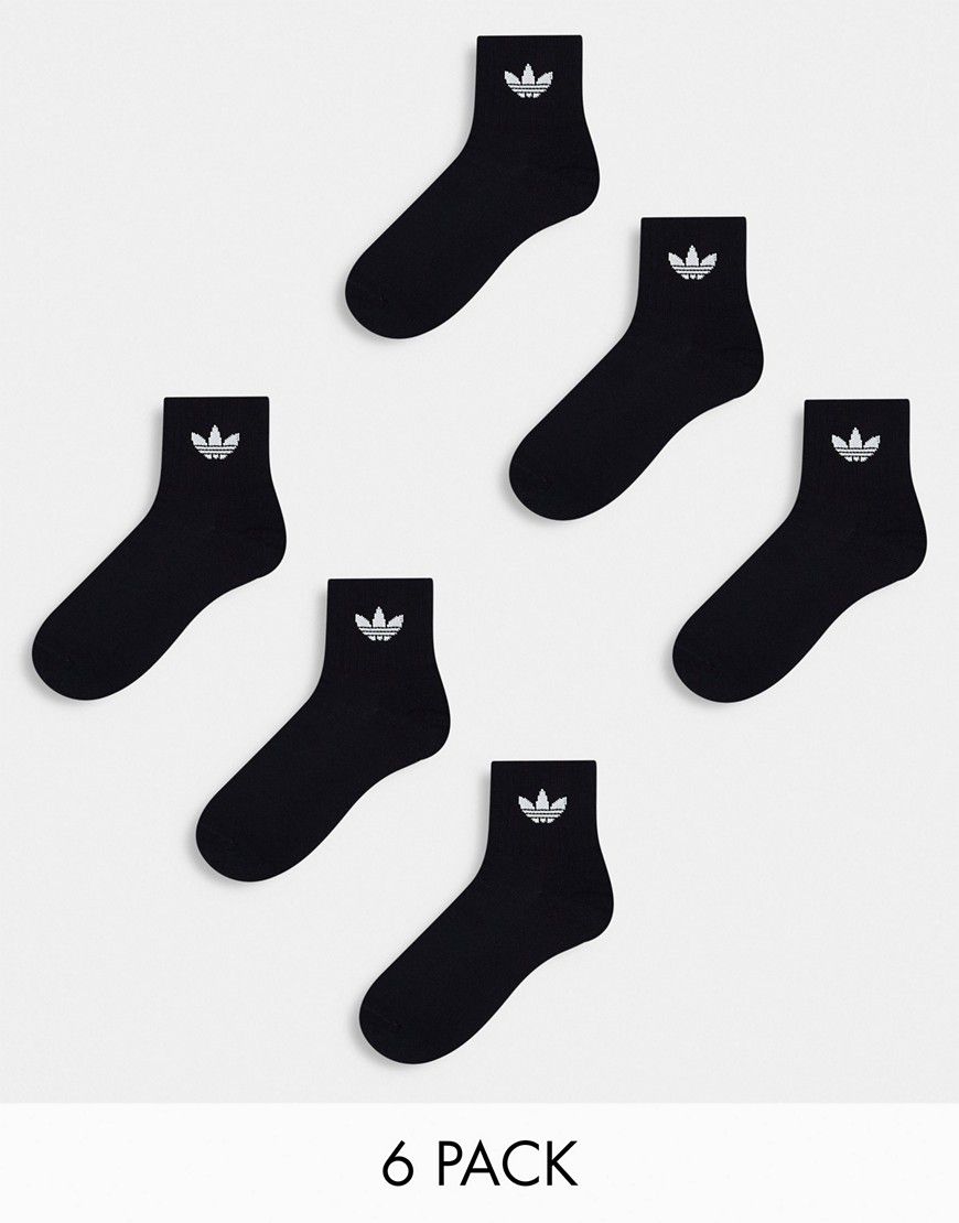 Confezione da 6 paia di calzini alla caviglia neri con trifoglio - adidas Originals - Modalova