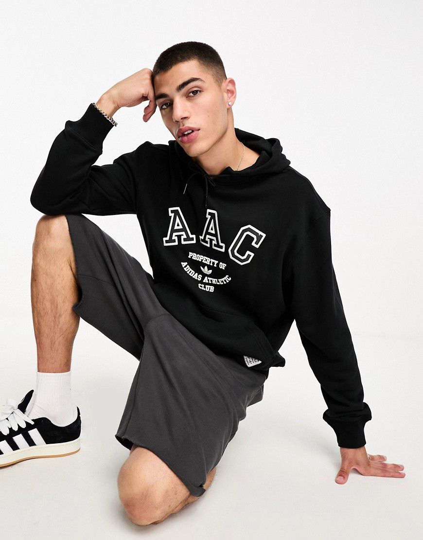 Rifta AAC - Felpa con cappuccio nera con logo grande stile college - adidas Originals - Modalova