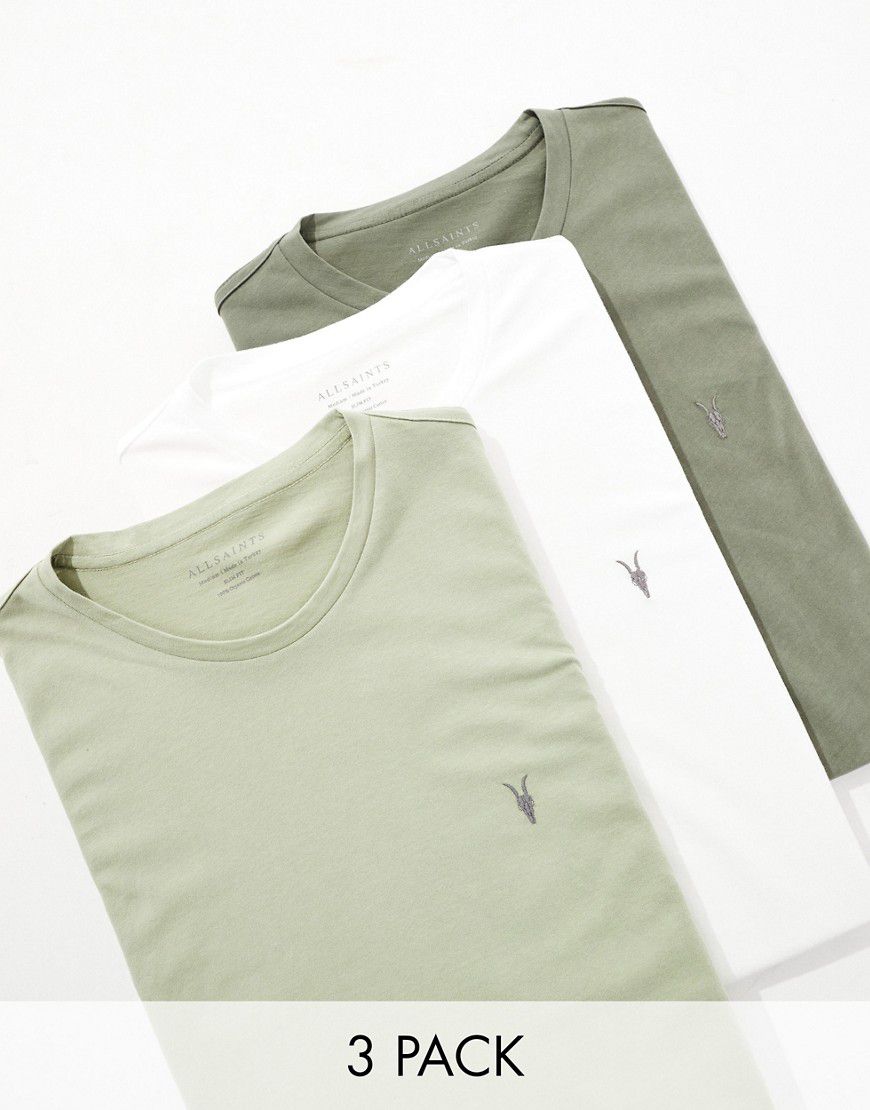 Brace - Confezione da 3 T-shirt in cotone pettinato verde - AllSaints - Modalova