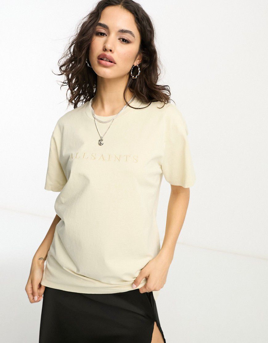 Pippa - T-shirt boyfriend écru con logo ricamato - AllSaints - Modalova