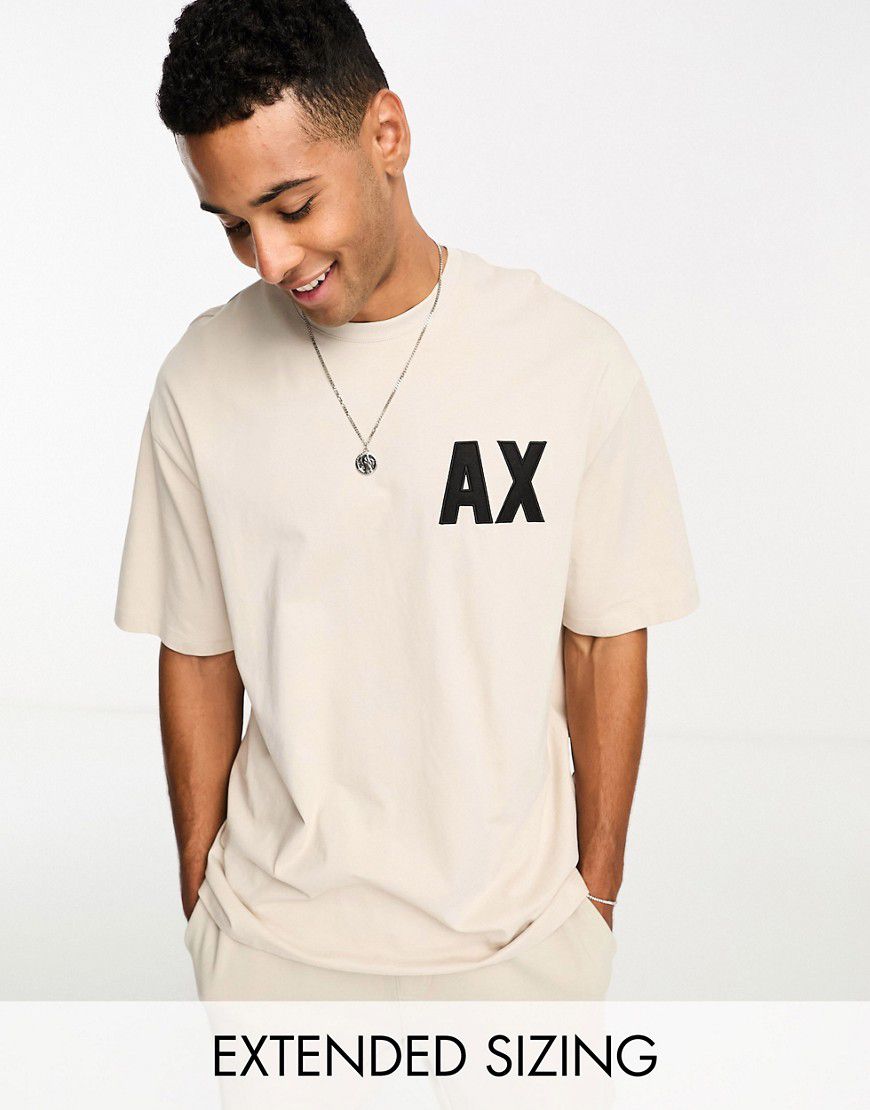 Mix and Match - T-shirt oversize beige con logo - Armani Exchange - Modalova