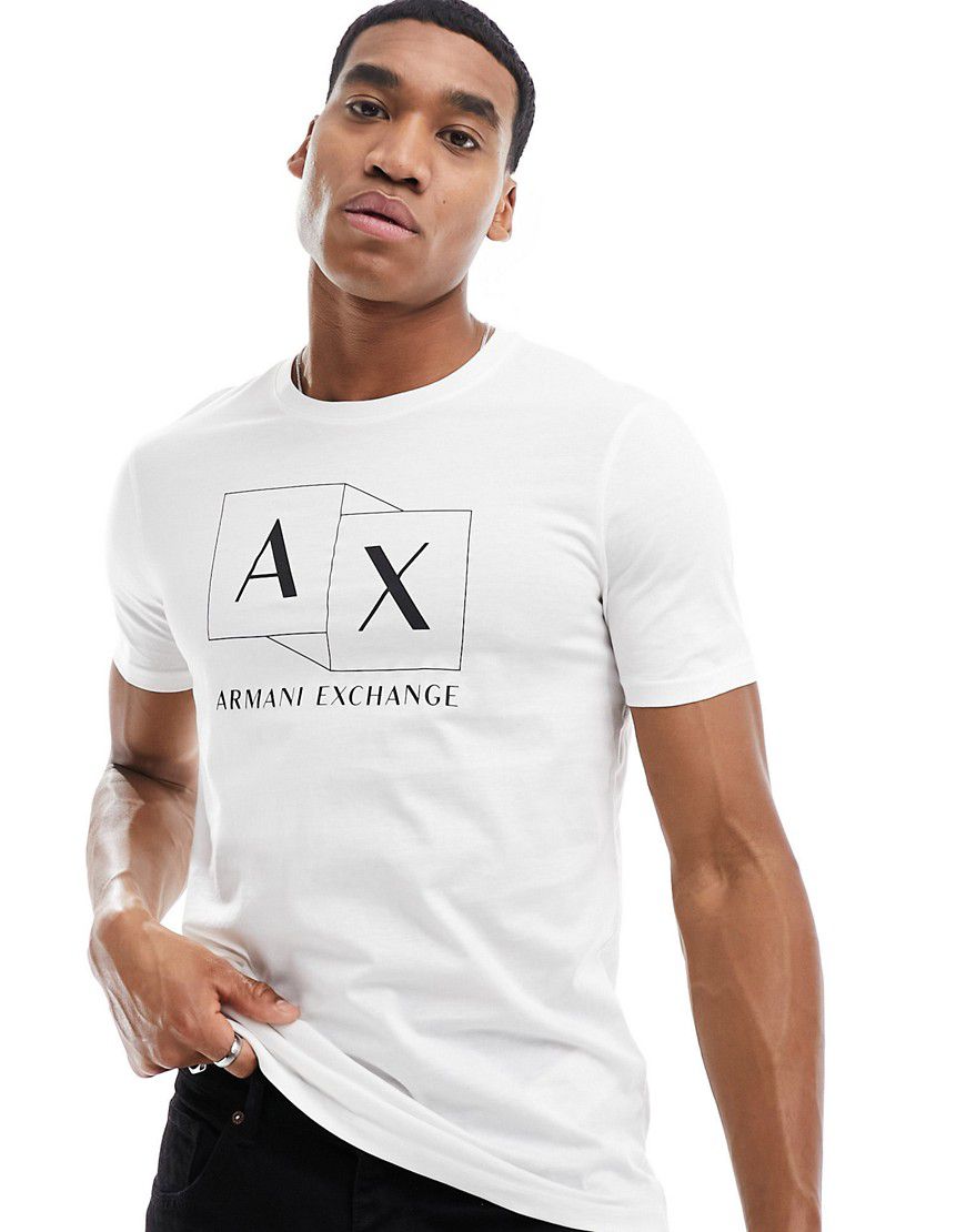 T-shirt slim sporco con logo in riquadri - Armani Exchange - Modalova