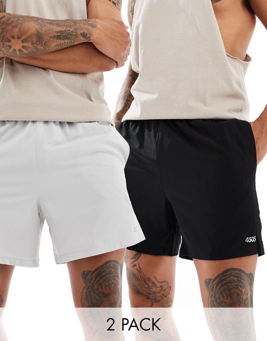 Icon 5 - Confezione da 2 pantaloncini da allenamento neri e grigio argento ad asciugatura rapida - ASOS - Modalova
