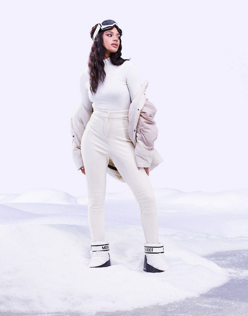 Pantaloni da sci skinny bianchi con dettagli stile biker - ASOS - Modalova