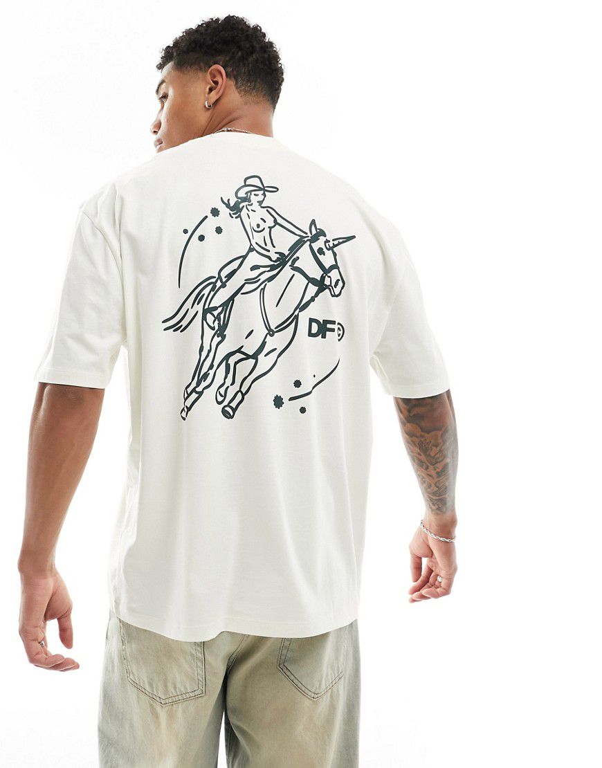 ASOS Dark Future - T-shirt oversize bianca con stampa di cowboy sul retro - ASOS DESIGN - Modalova