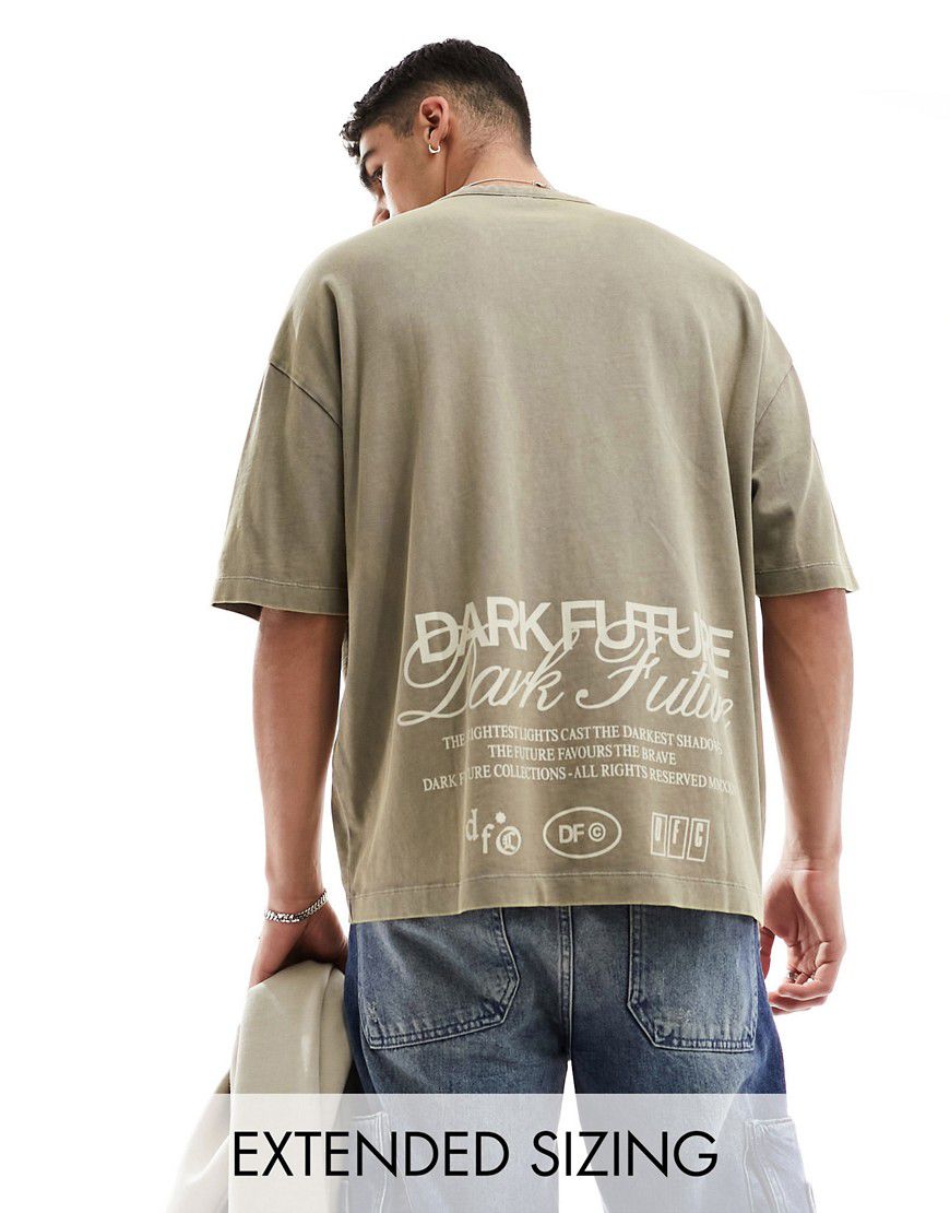 ASOS Dark Future - T-shirt oversize lavaggio con stampa sul retro - ASOS DESIGN - Modalova