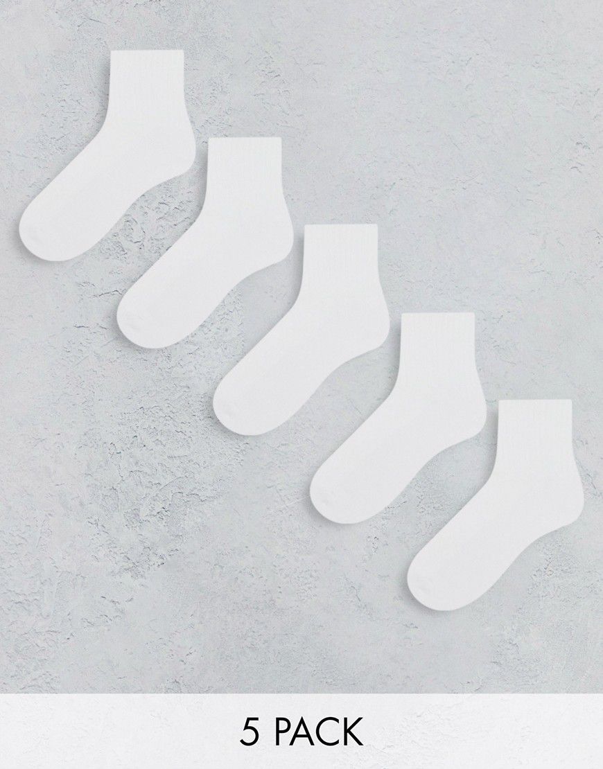 Confezione da 5 paia di calzini bianchi con suola in spugna - ASOS DESIGN - Modalova