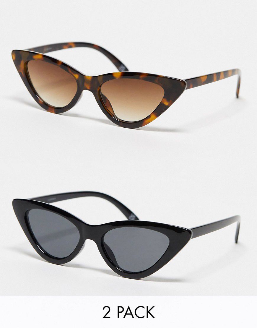 Confezione da 2 occhiali da sole cat-eye neri e tartarugati - ASOS DESIGN - Modalova