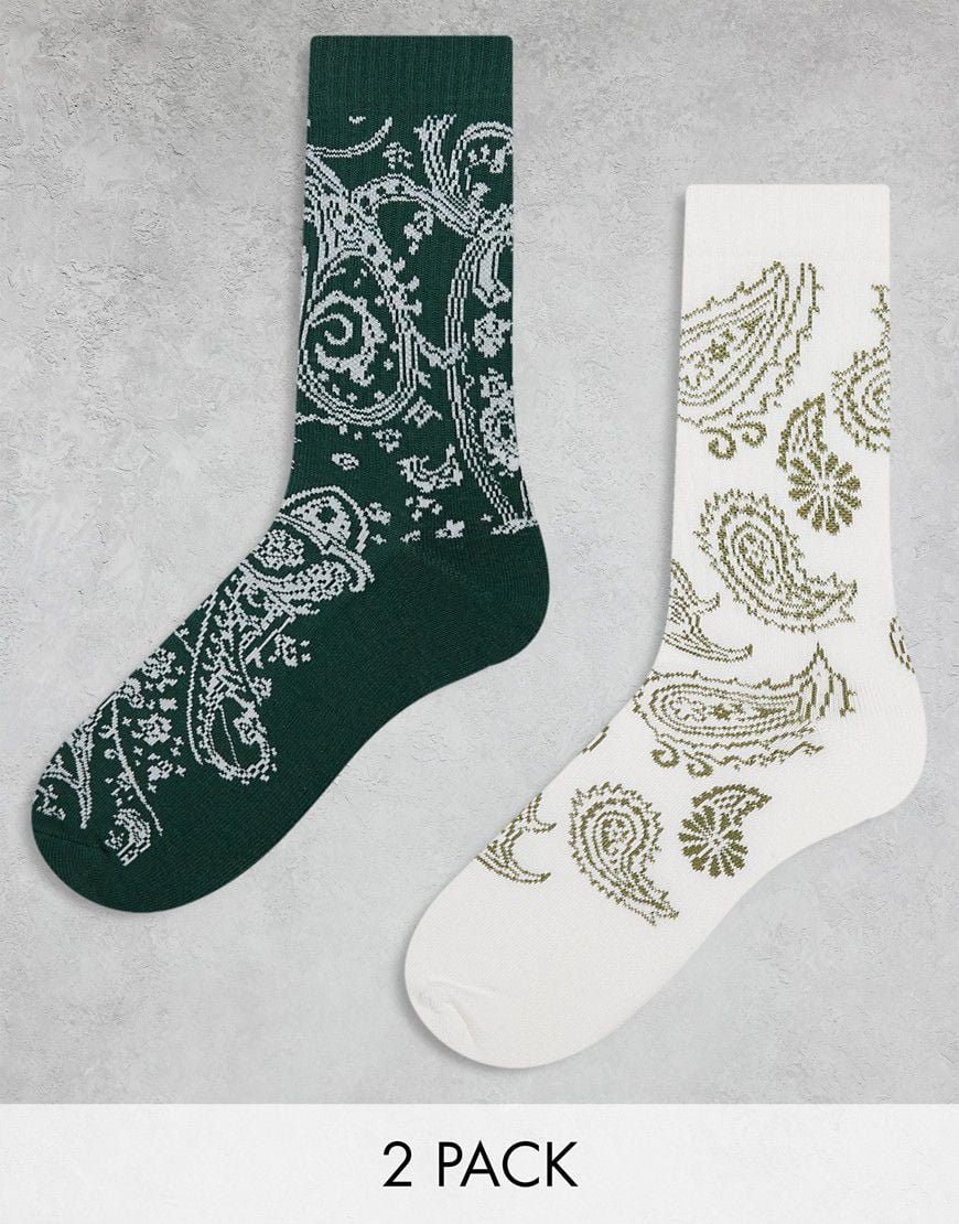 Confezione da 2 paia di calzini scuro con stampa cachemire - ASOS DESIGN - Modalova