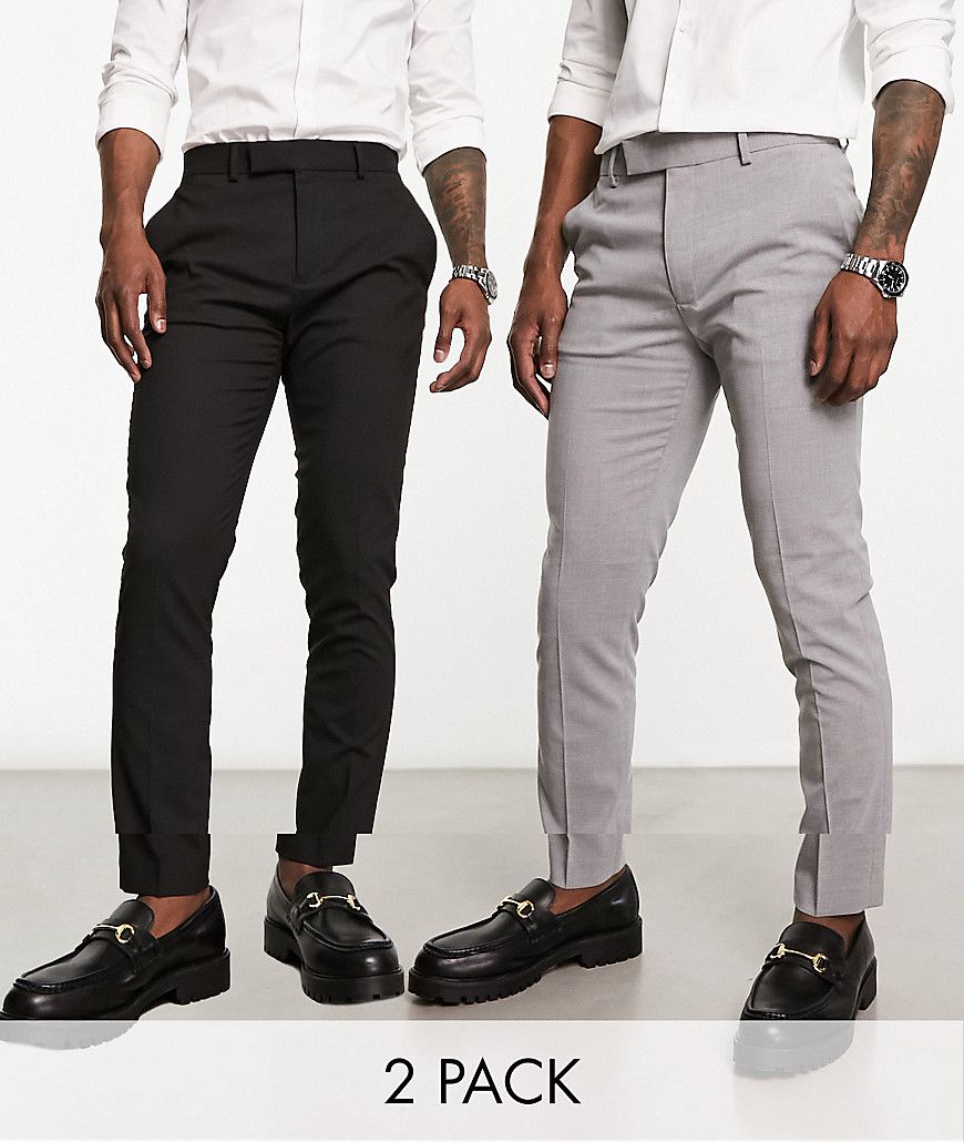 Confezione da 2 pantaloni skinny nero e grigio - ASOS DESIGN - Modalova