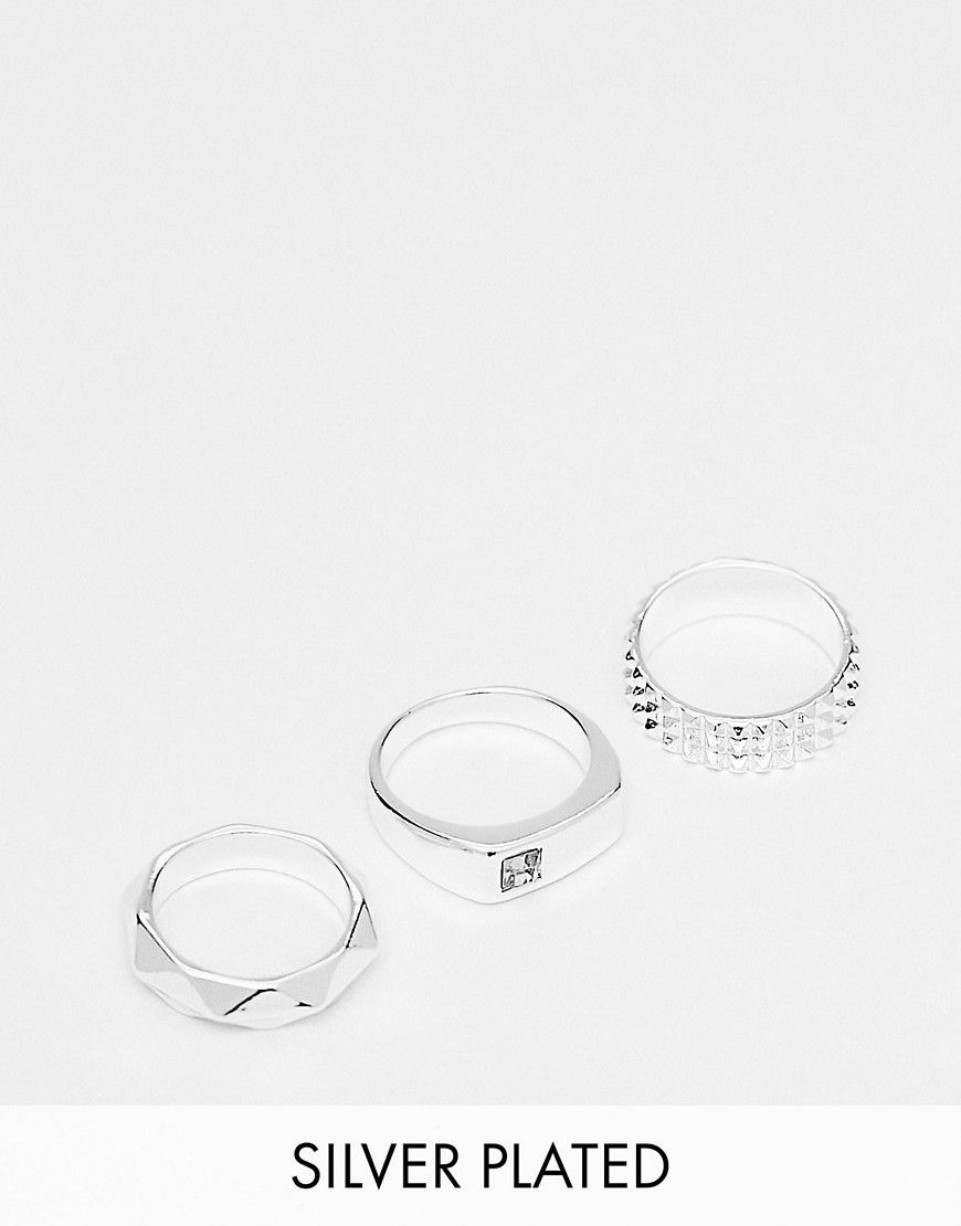 Confezione da 3 anelli con strass placcati in vero - ASOS DESIGN - Modalova