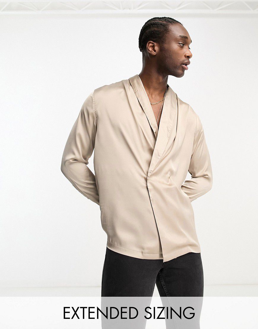 Camicia doppiopetto in raso comoda con scollo sciallato - ASOS DESIGN - Modalova
