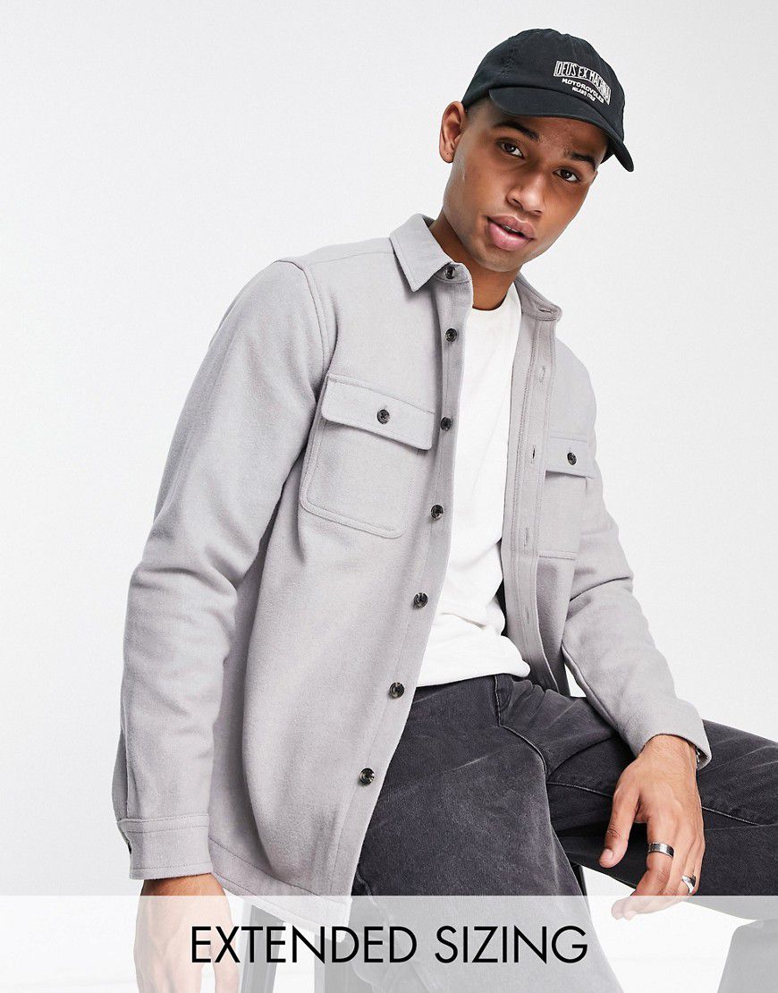 Camicia giacca oversize in lana chiaro - ASOS DESIGN - Modalova