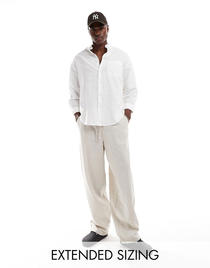 Camicia oversize in lino bianca anni '90 - ASOS DESIGN - Modalova