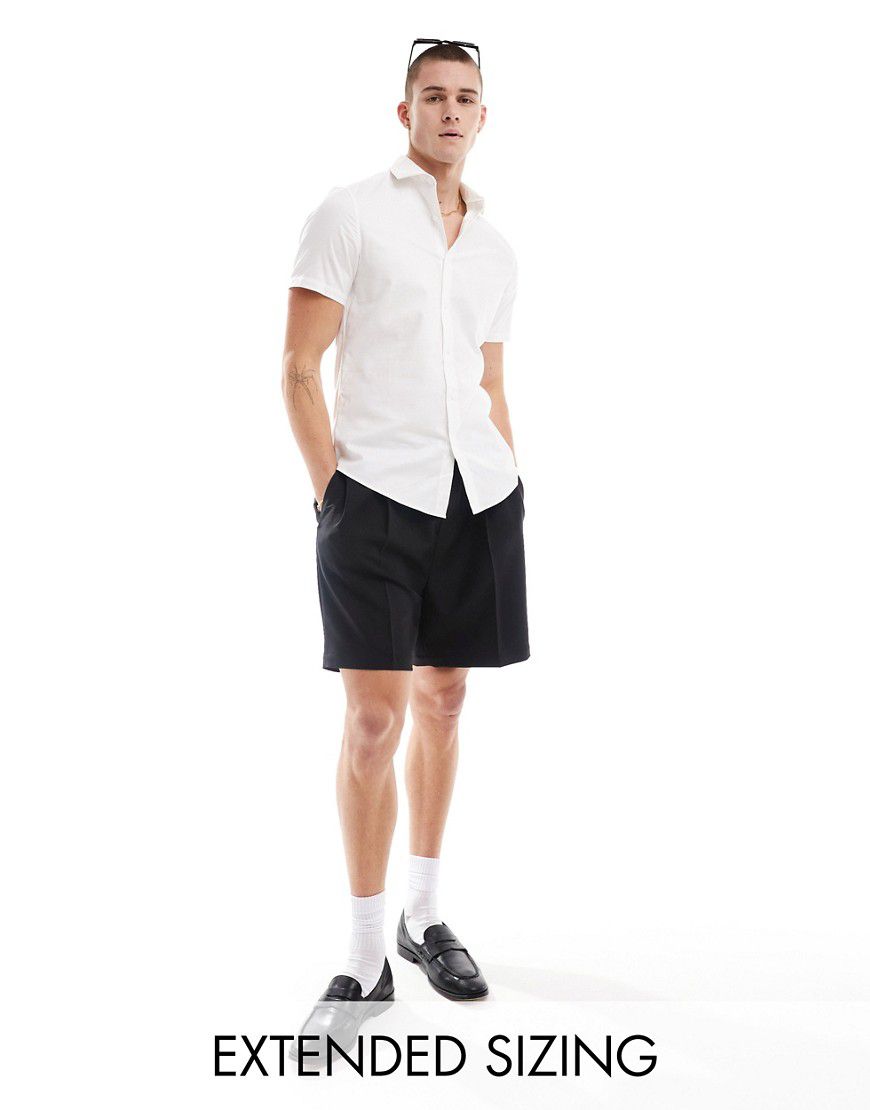 Camicia slim bianca facile da stirare con colletto alla francese - ASOS DESIGN - Modalova
