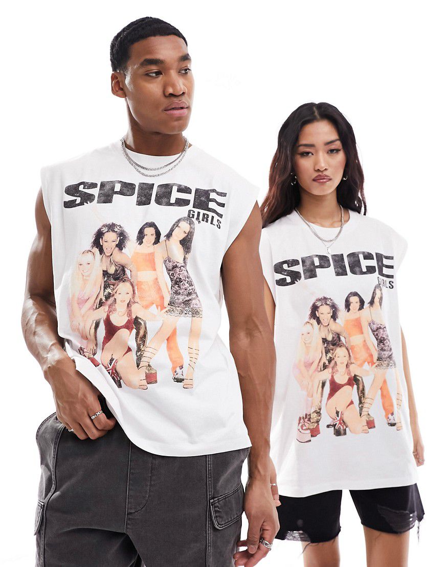 Canotta oversize unisex bianca con grafica "The Spice Girls" su licenza - ASOS DESIGN - Modalova