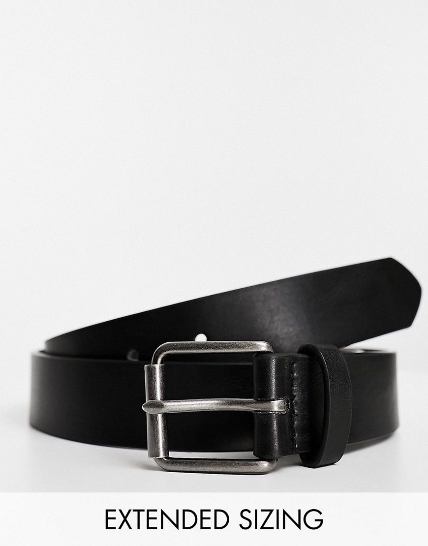 Cintura elegante in pelle sintetica nera con fibbia a rullo - ASOS DESIGN - Modalova