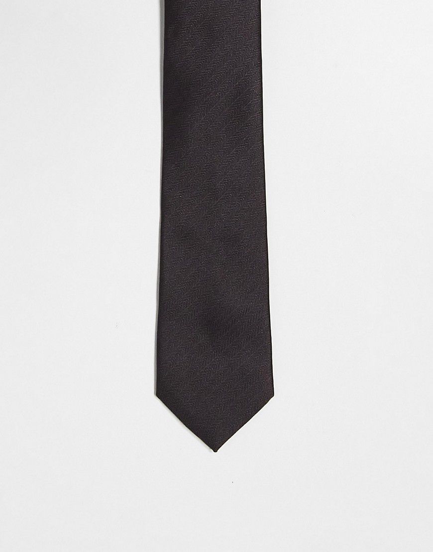 Cravatta classica color cioccolato - ASOS DESIGN - Modalova