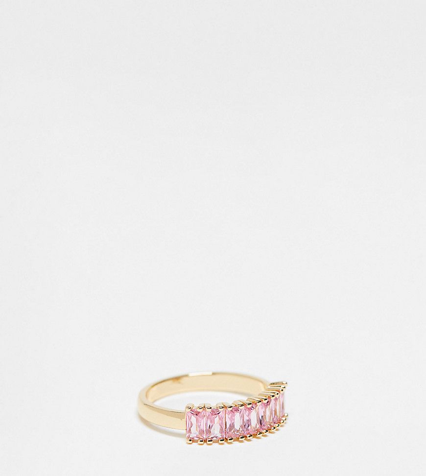 ASOS DESIGN Curve - Anello color con cristalli baguette in zirconia cubica rosa - ASOS Curve - Modalova
