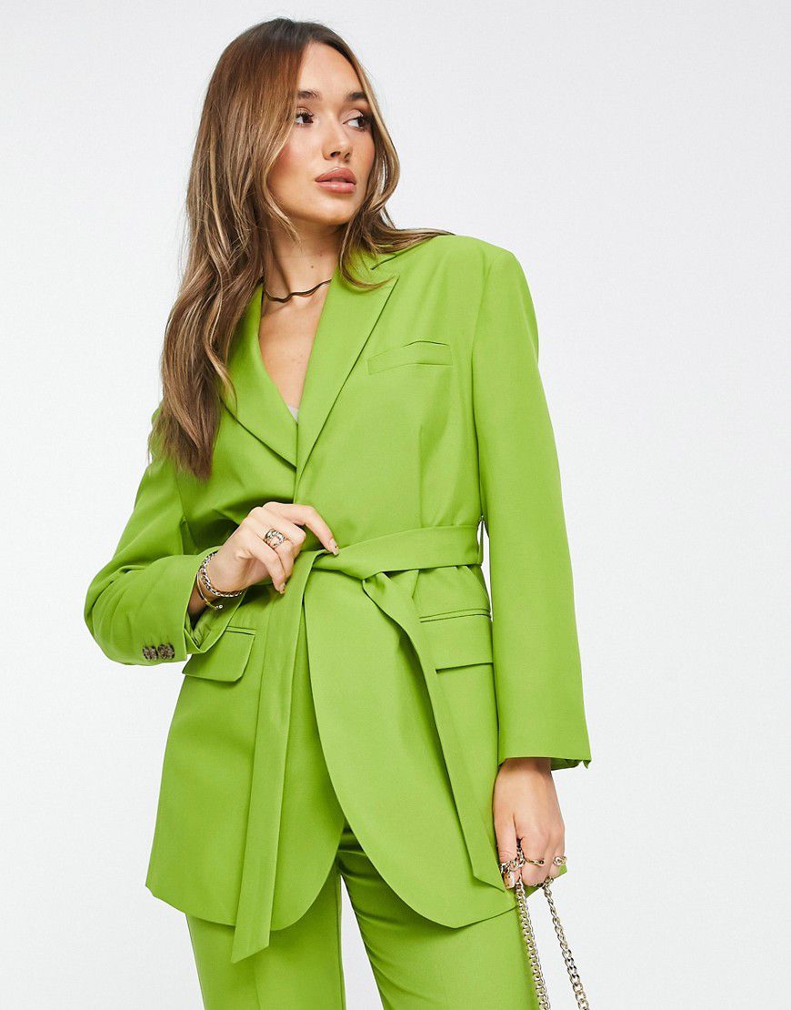 Blazer da abito con cintura color oliva - ASOS DESIGN - Modalova