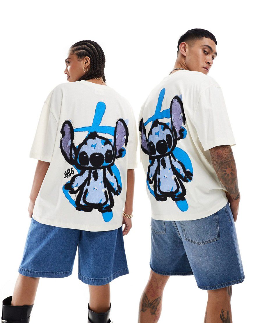Disney - T-shirt unisex oversize sporco con stampa di Stitch stile graffiti - ASOS DESIGN - Modalova