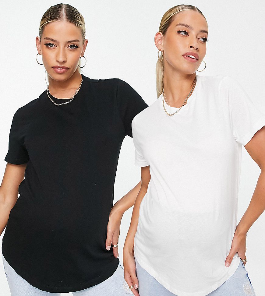 ASOS DESIGN Maternity - Ultimate - Confezione risparmio da 2 T-shirt girocollo in misto cotone - ASOS Maternity - Modalova