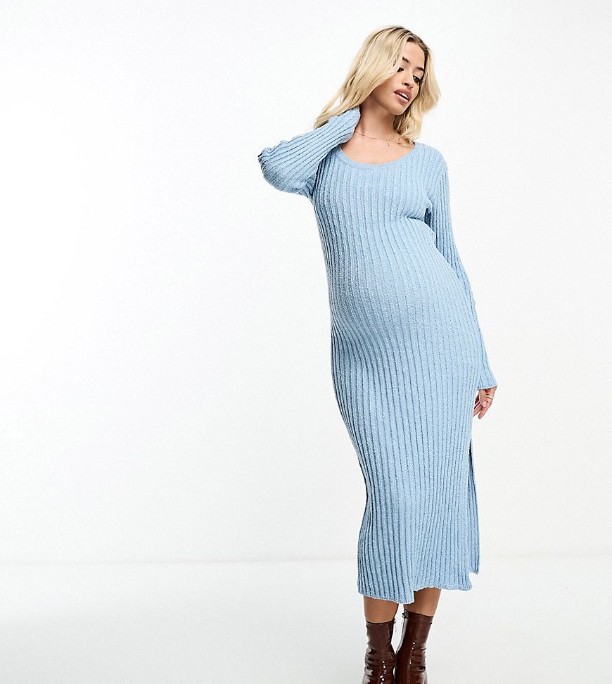 ASOS DESIGN Maternity - Vestito midi in maglia con scollo squadrato e filato testurizzato - ASOS Maternity - Modalova