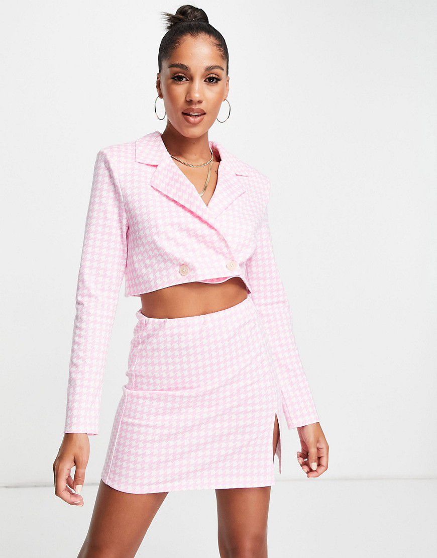 Minigonna da abito corta con spacco in jersey rosa pied de poule - ASOS DESIGN - Modalova