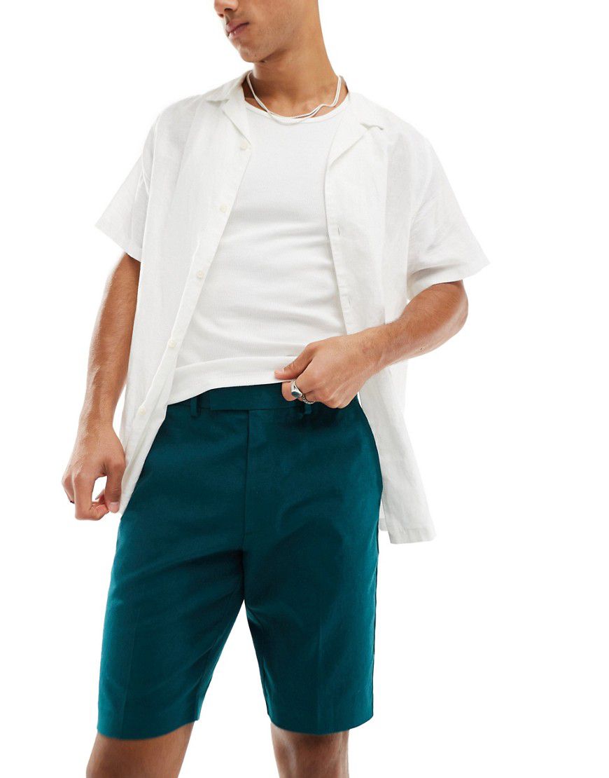 Pantaloncini eleganti slim in misto lino bosco - ASOS DESIGN - Modalova