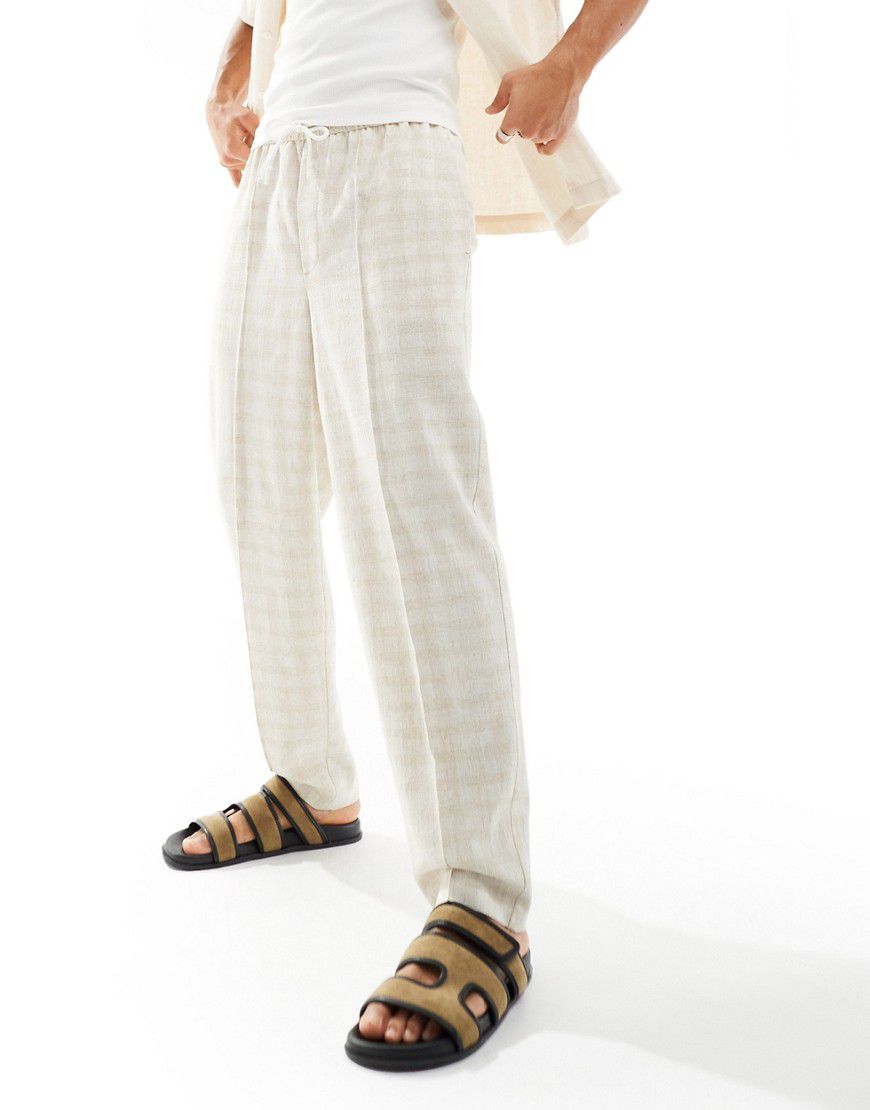 Pantaloni affusolati oversize eleganti in misto lino a quadri color - ASOS DESIGN - Modalova
