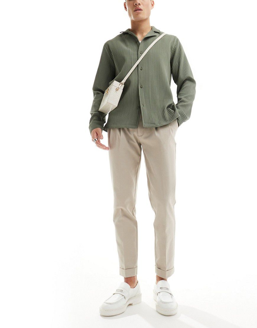 Pantaloni chino slim premium eleganti écru con risvolti - ASOS DESIGN - Modalova