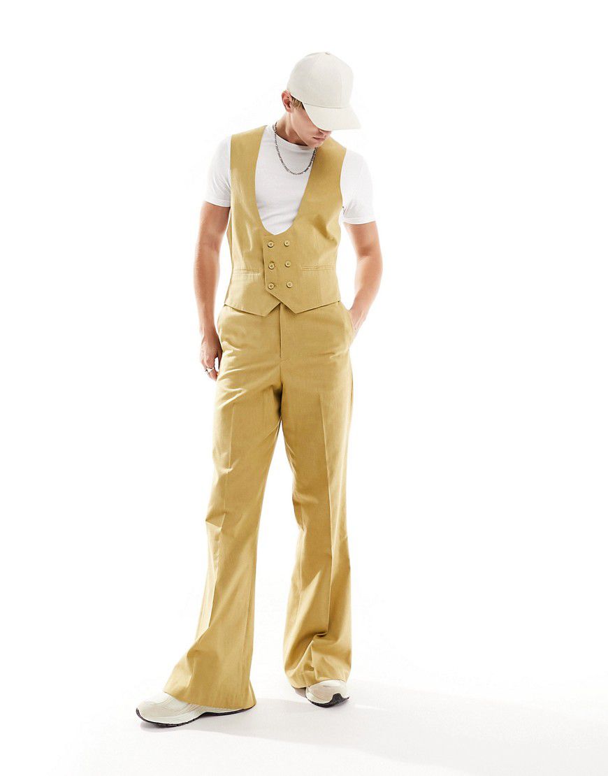 Pantaloni da abito a zampa vintage color pietra effetto fiammato - ASOS DESIGN - Modalova