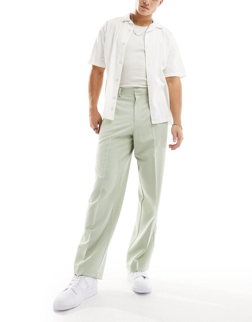Pantaloni eleganti a fondo ampio color salvia - ASOS DESIGN - Modalova