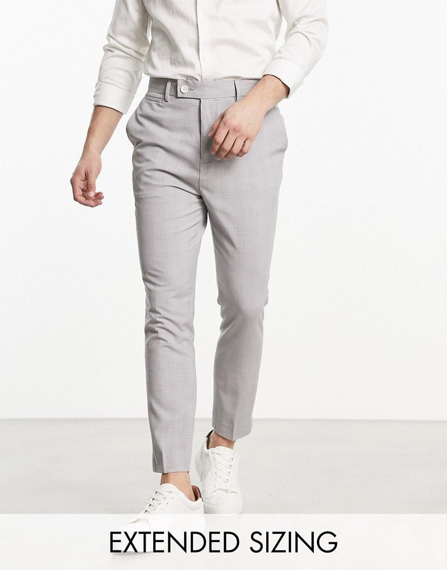 Pantaloni eleganti super skinny grigi a quadri Principe di Galles - ASOS DESIGN - Modalova