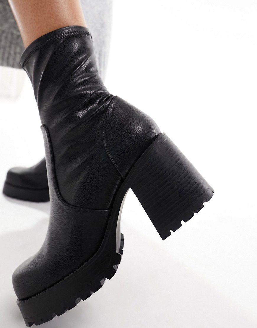 Retreat - Stivali a calza neri con tacco medio - ASOS DESIGN - Modalova