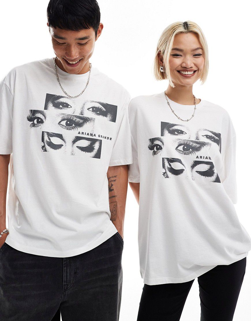 T-shirt unisex bianca oversize con stampa di Ariana Grande su licenza - ASOS DESIGN - Modalova