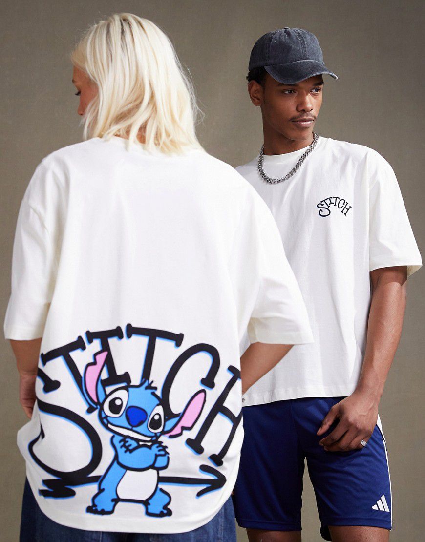 T-shirt unisex oversize sporco con stampa Disney di Stitch - ASOS DESIGN - Modalova