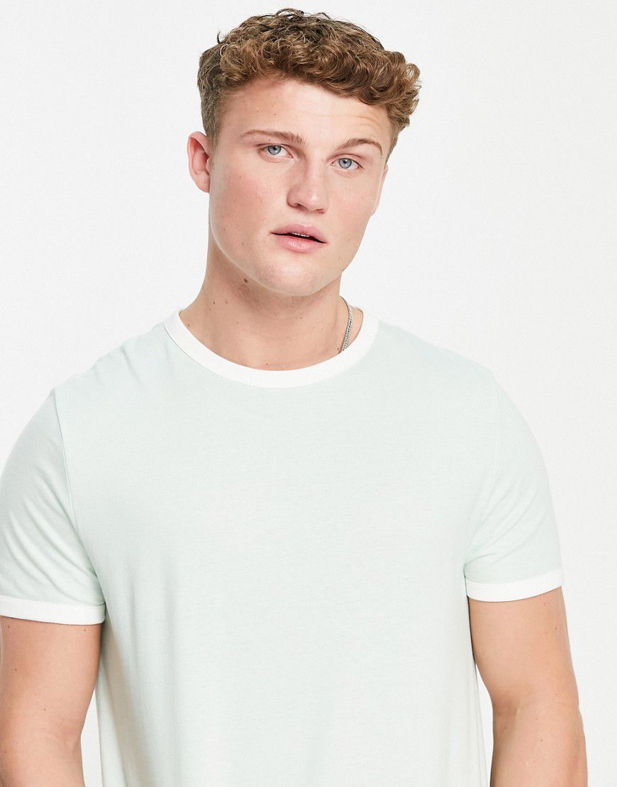 T-shirt chiaro con bordi bianchi a contrasto - ASOS DESIGN - Modalova