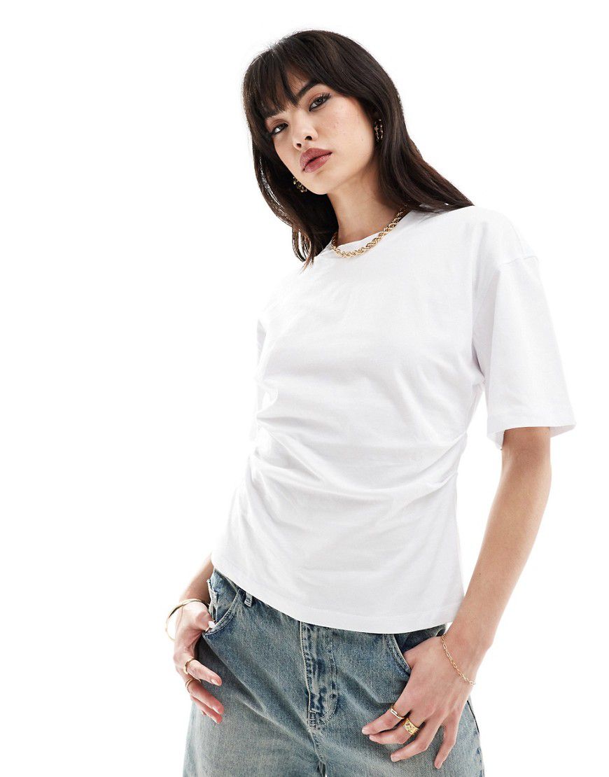 T-shirt bianca con vita a corsetto - ASOS DESIGN - Modalova