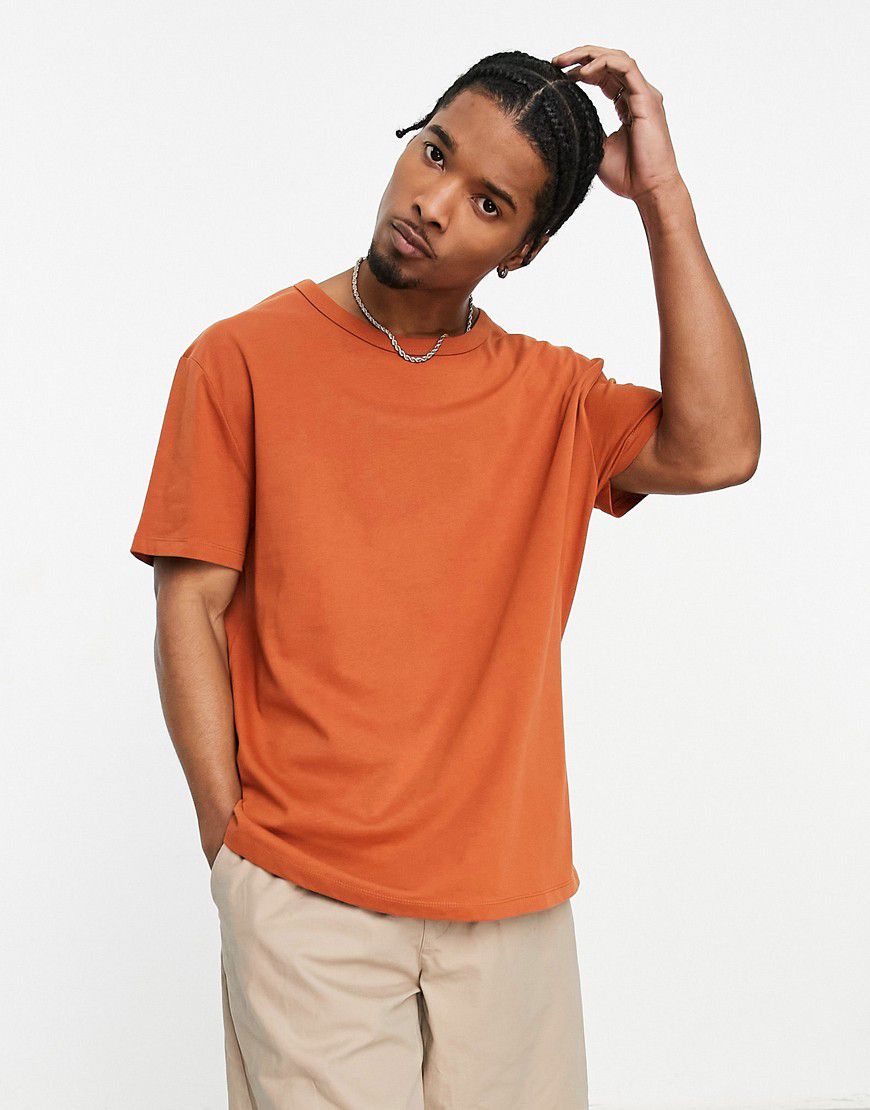 T-shirt comoda in tessuto pesante arancione - ASOS DESIGN - Modalova