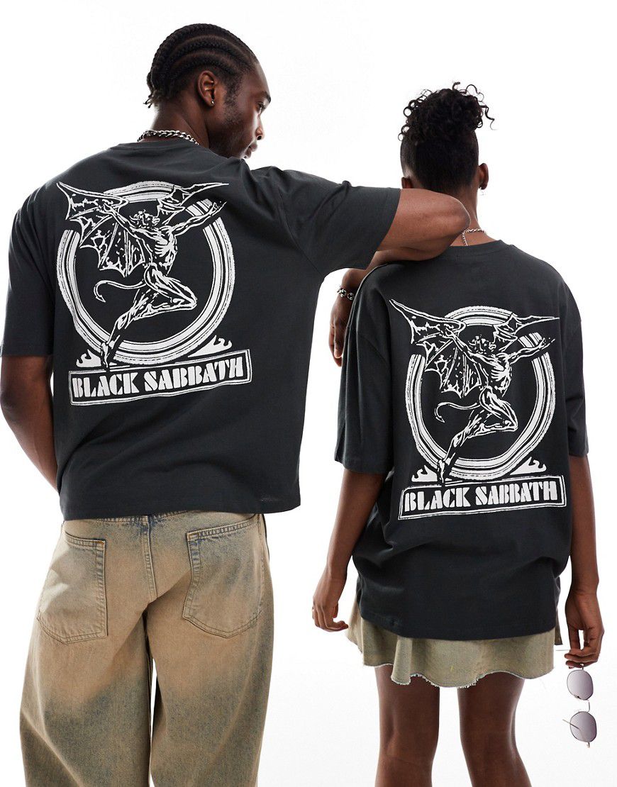 T-shirt oversize unisex antracite con grafiche "Black Sabbath" su licenza - ASOS DESIGN - Modalova