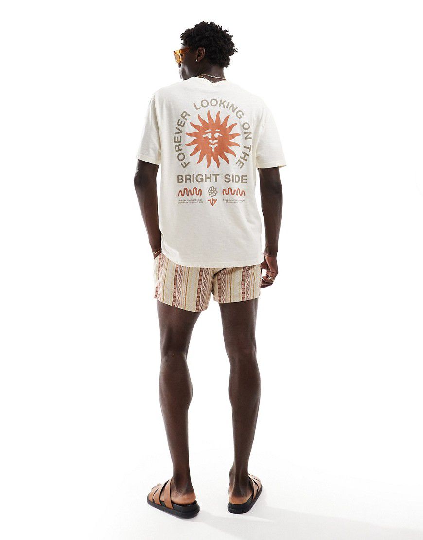 T-shirt oversize in lino testurizzato con stampa di sole sul retro - ASOS DESIGN - Modalova